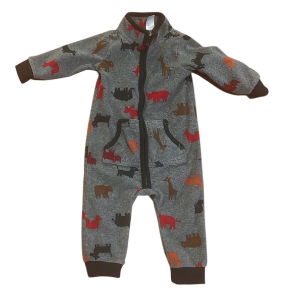 12m Carter’s Fleece Zipper Romper Zip Footless onesie Coveralls 9-12m 12 Month - Picture 2 of 5